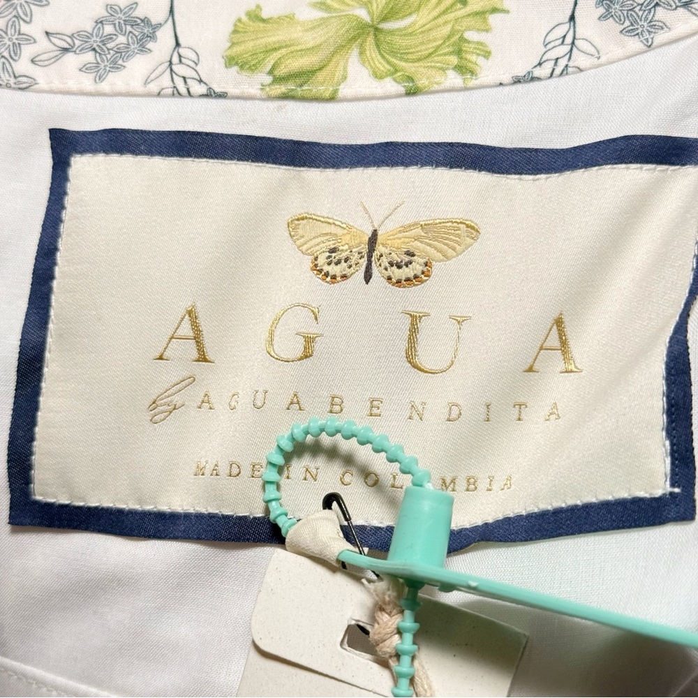AGUA BY AGUA BENDITA HONOR ENCAJE WHITE LEAF PLANT PRINT LONG SLEEVE MINI DRESS - Picture 12 of 17
